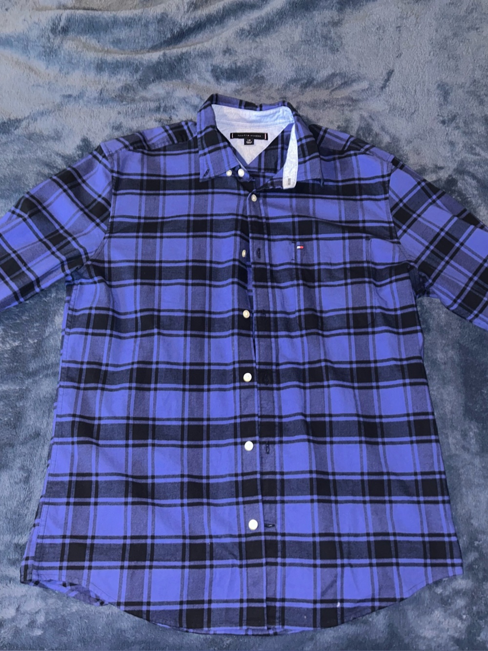 Tommy Hilfiger Men’s Purple Long-sleeve Plaid Button-Down Shirt